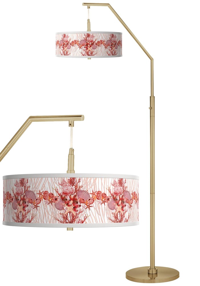 Corallium Giclee Warm Gold Arc Floor Lamp