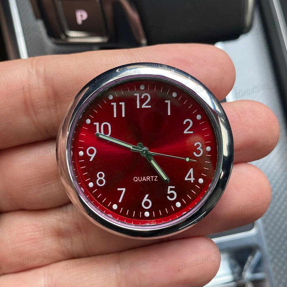 Mini Red Car Luminous Quartz Stick-On Analog Clock Accessory