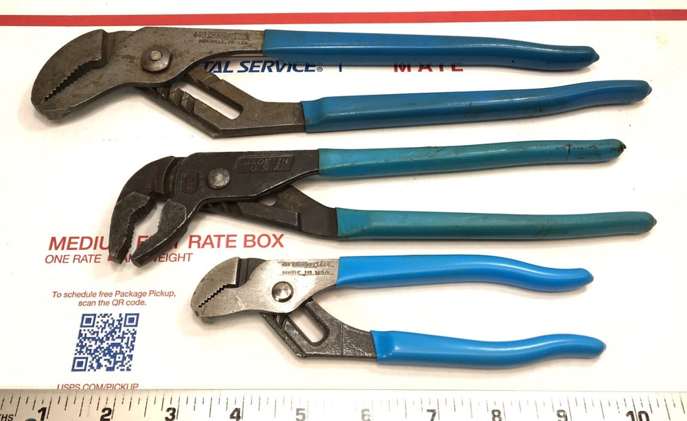 Channellock 426-440 Straight Jaw GL10 Grip-Lock Groove Pliers Set of 3 USA Made