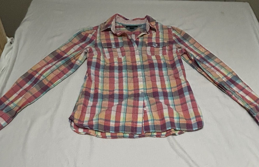 Tommy Hilfiger Women’s Plaid Button-Up Shirt Multicolor Long Sleeve Size S