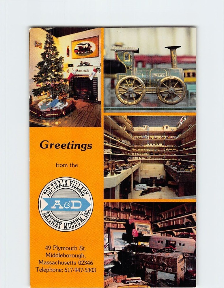 Postcard A&D Toy Train Village Middleborough Massachusetts USA