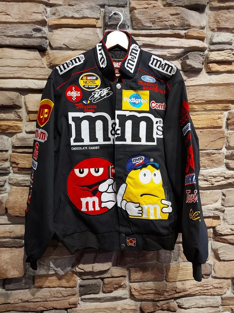 NASCAR Vintage Black M&M Racing Jacket – Adult | High-Quality Embroidery