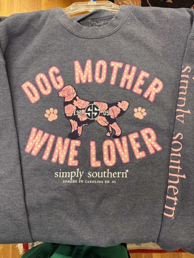 Simply Southern XL Sweatshirt 🐕 Dog Mother 🍷 Wine Lover