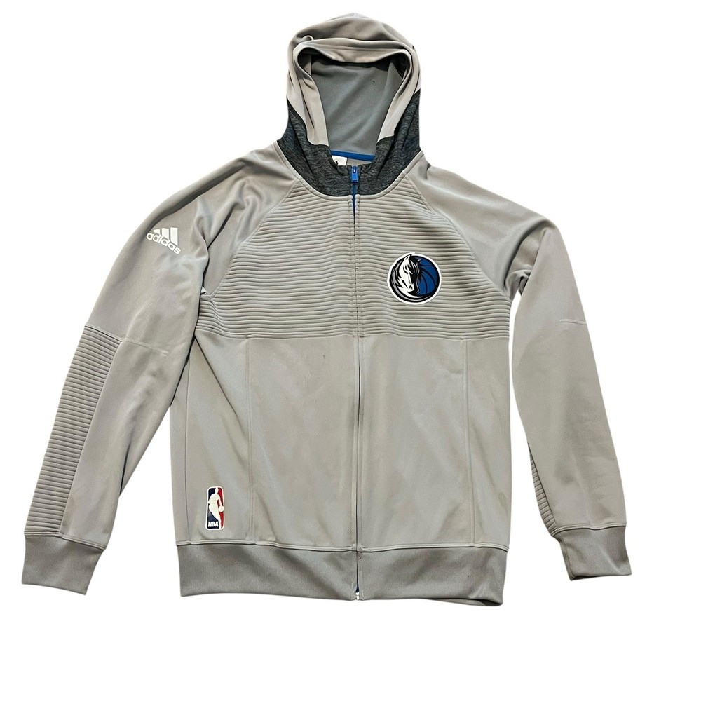 Dallas Mavericks NBA Adidas Full Zip Jacket Hoodie Mens Size Medium Gray Comfort