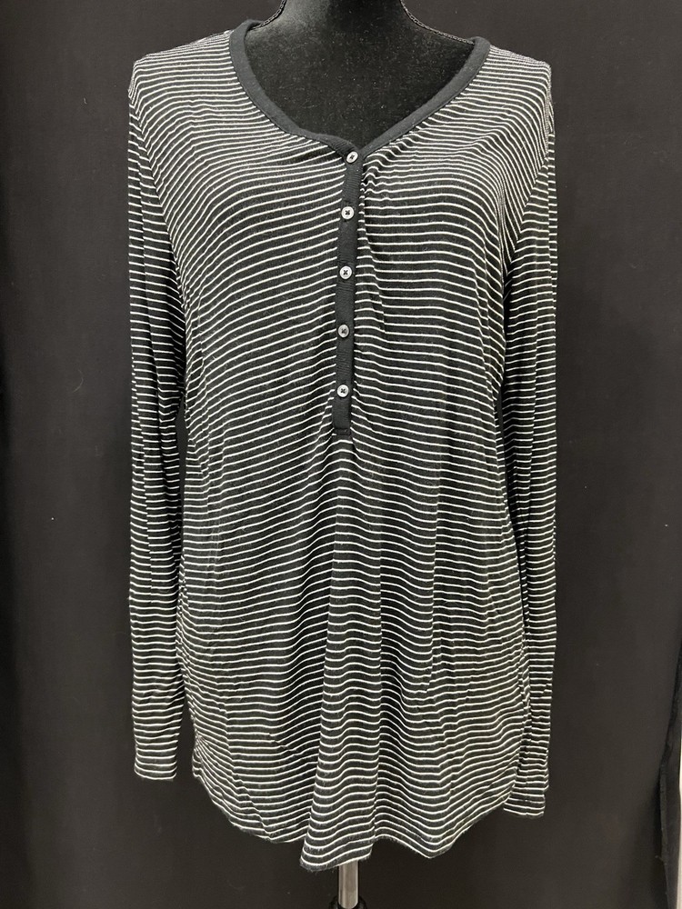 Gap Maternity Womens Long Sleeve Black & White Stripe Henley Top Large