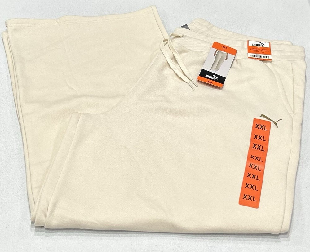 Puma Women's Fleece Straight Leg Pants, Tan, Size XXL