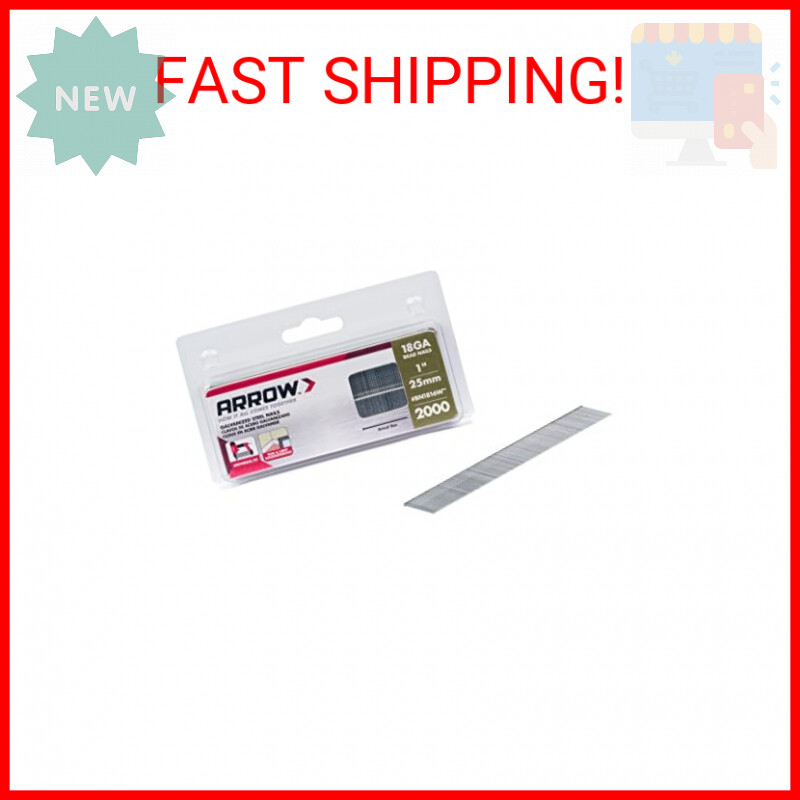 Arrow BN1816WCS 18-Gauge Steel Brad Nails for Molding, Cabinets, Framing, Trim,