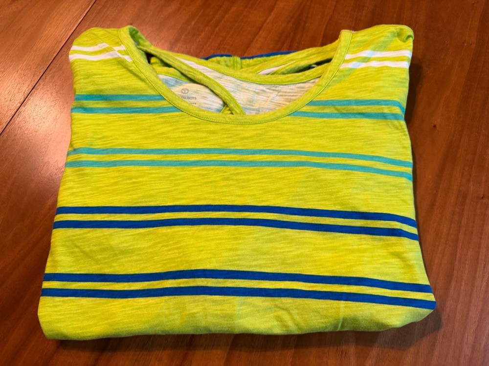 T by TALBOTS Womens XL Top T Shirt Blouse LS MULTICOLOR  NICE LOOK