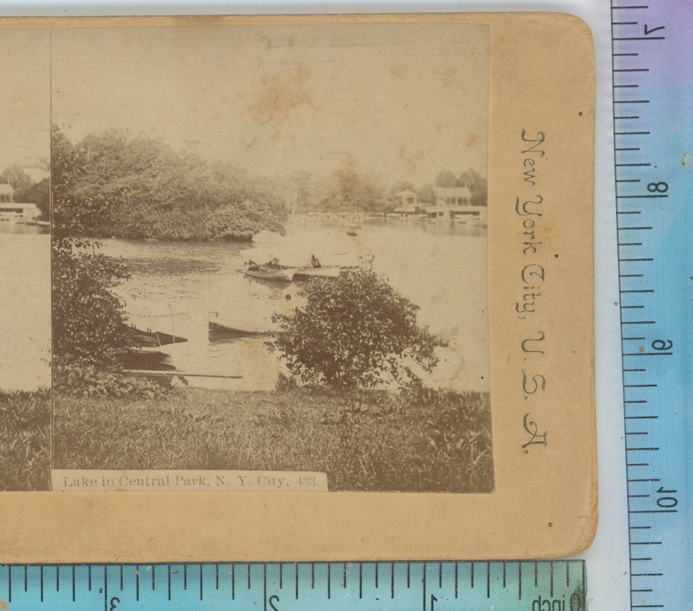 Lake in Central Park New York City NY International Stereoview
