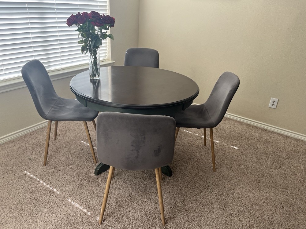 5 Piece Dining Table Set Round Table w/ 4 Chairs Kitchen Breakfast Furniture