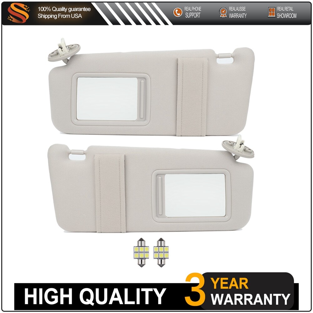Left Right Gray Car Sun Visor Fit For Toyota Venza 2009-2016 + Mirror Light Free