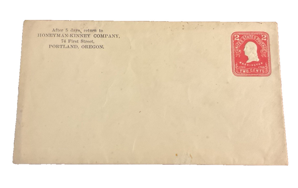 Honeyman Kinney Company Portland Oregon OR Letterhead Envelope EE