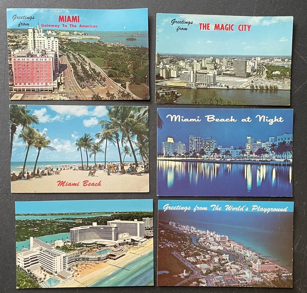 Miami Beach & Miami Lot of 6 Postcards Florida