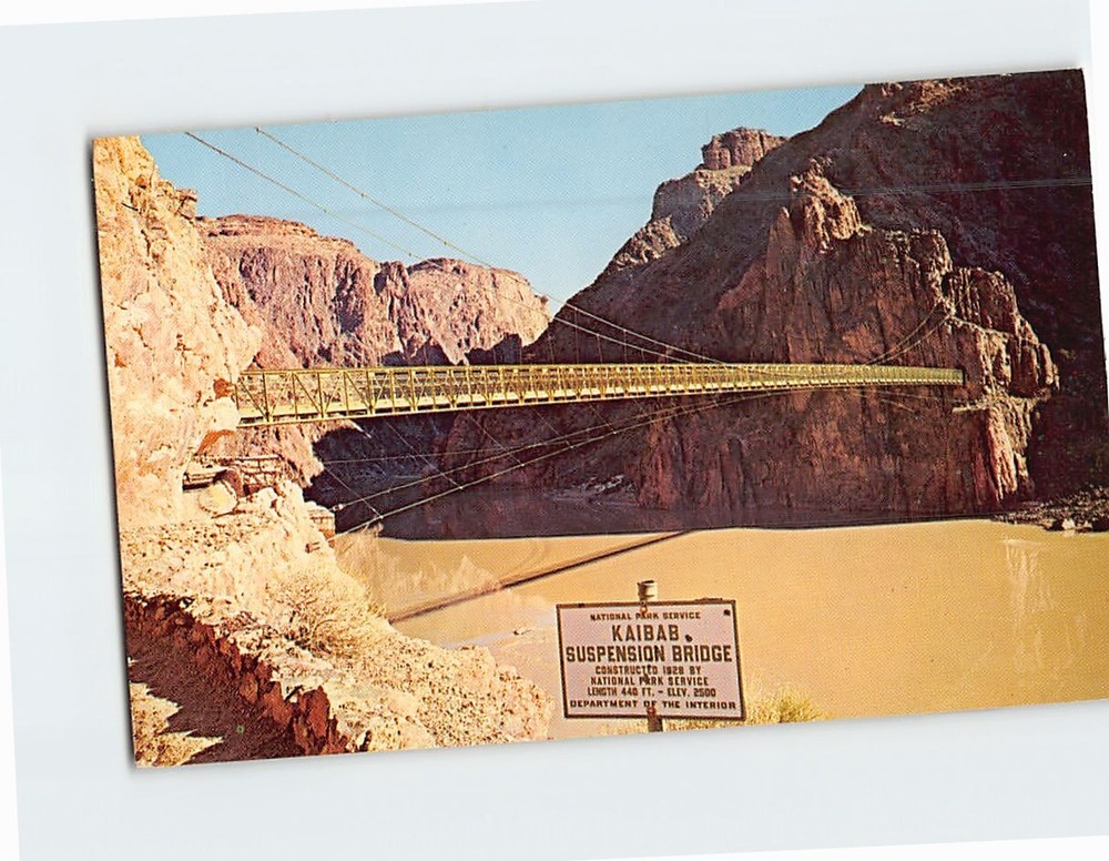 Postcard Kaibab Suspension Bridge Grand Canyon National Park Arizona USA