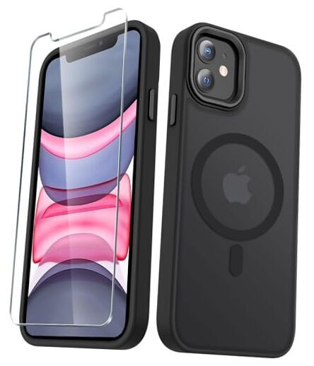 for iPhone 11 Case, Matte Magnetic Phone Case with for iPhone 11 6.1 inch Black