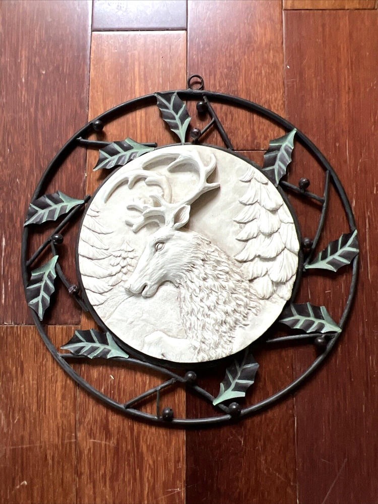 Vtg. Wall Art Plaque New Creative Enterprises Buck  Deer Winter Christmas Decor
