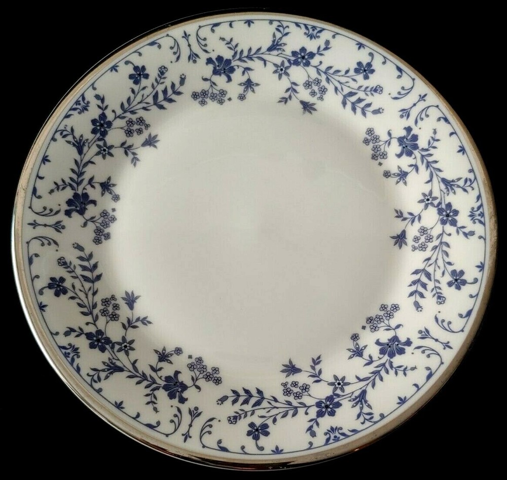 Set Of 4 Royal Doulton Sapphire Blossom Dinner Plates 10 5/8