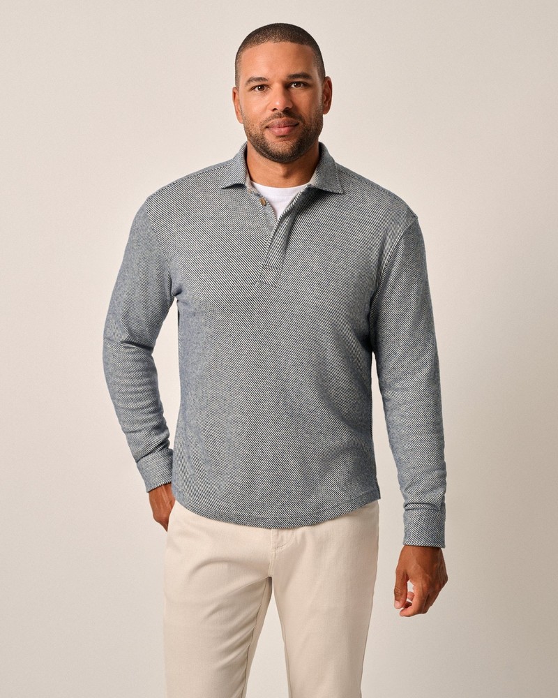johnnie-O Middleton Cotton Stretch Knit Flannel Pullover Twilight