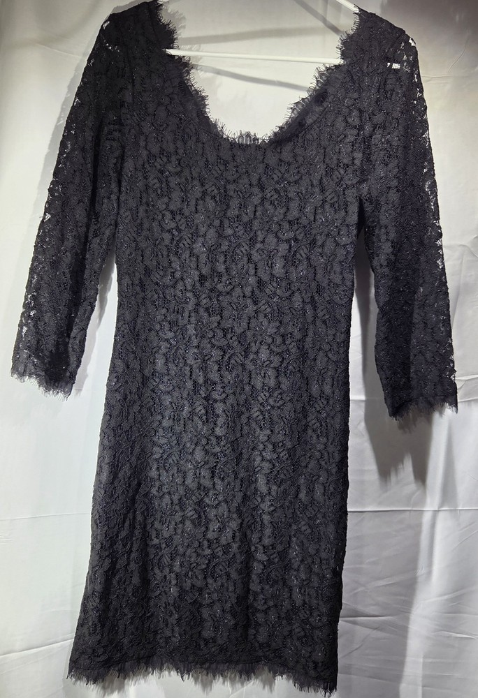 NWT Diane von Furstenberg Zarita Lace Dress in Black /Size 8