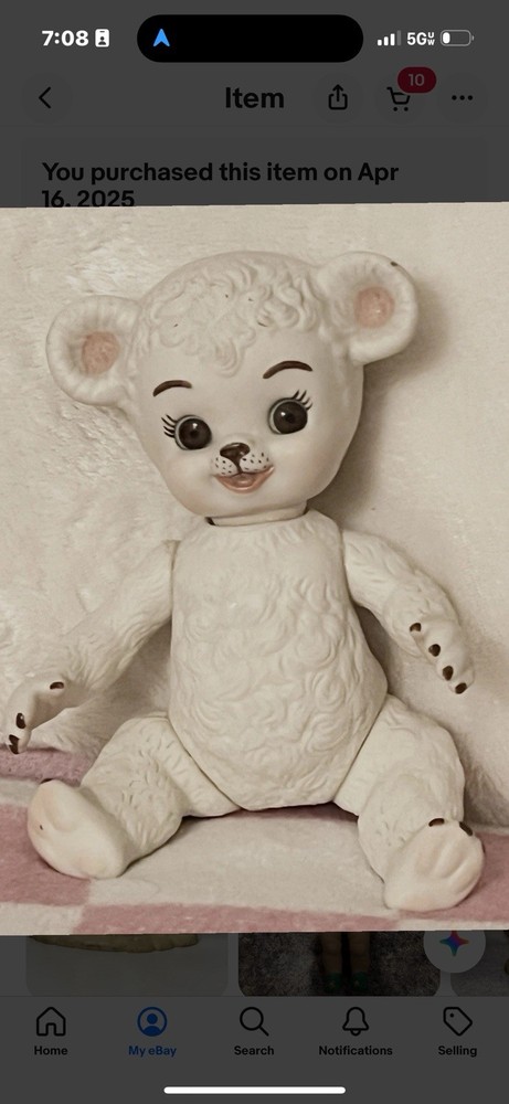 Vintage Sun Rubber Co ? Sunny The Bear Jointed Toy 1950s ceramic 9 inches tall