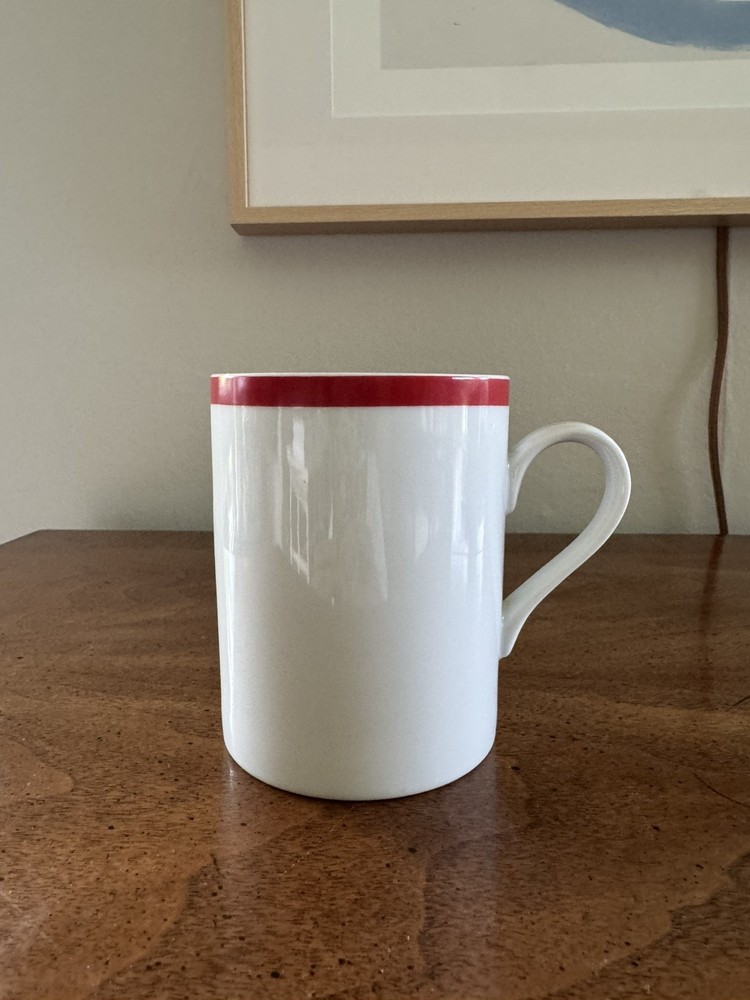 Williams-Sonoma Brasserie Porcelain Red Stripe Coffee Tea Mug, Made in Japan