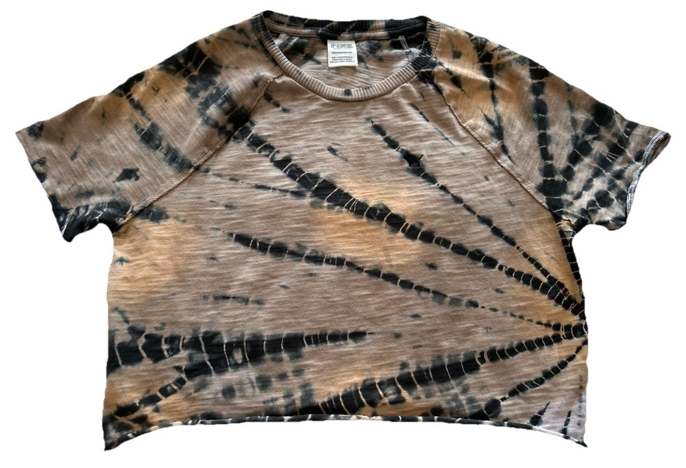 🤎🖤VS PINK Cotton Short Sleeve Tie-Dye Crop Top-Brown Black-Size XS🖤🤎