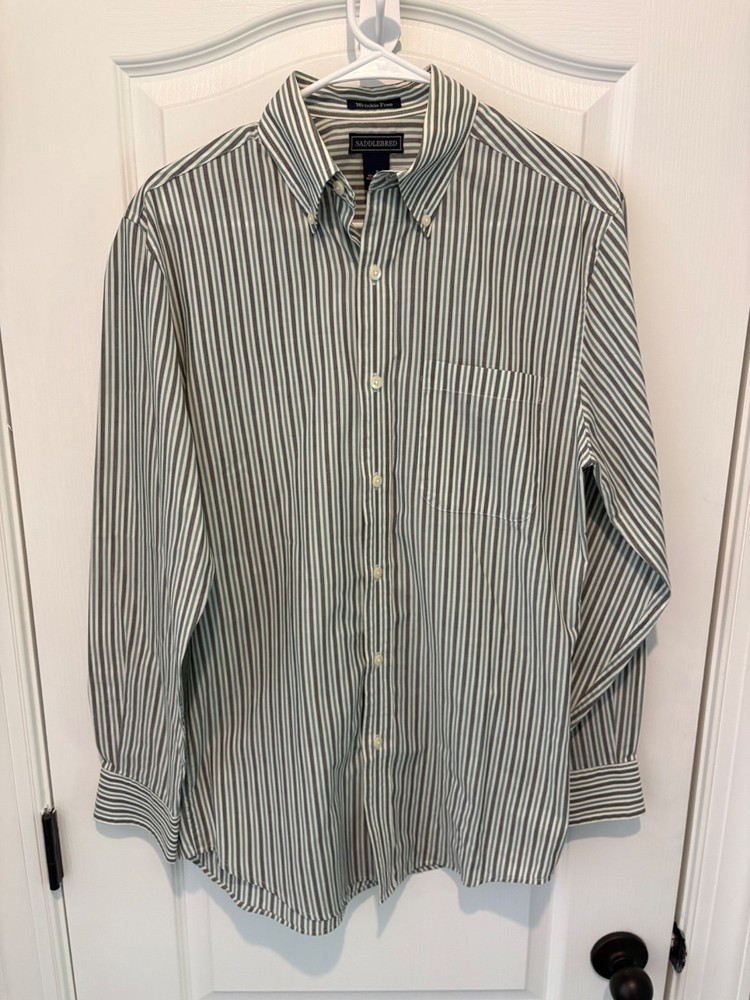 Saddlebred Men's Button Down Shirt Wrinkle Free Size S Striped