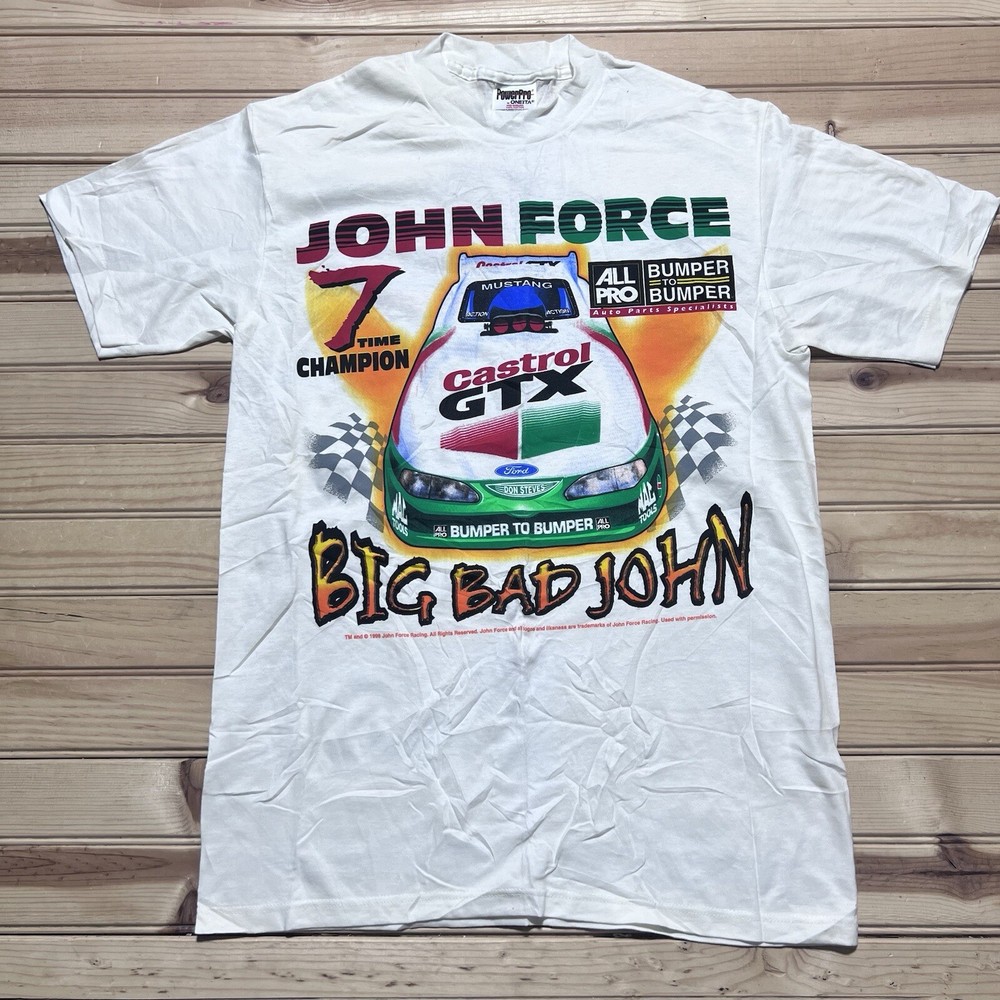 Vintage 1998 Big Bad John Force Funny Car Drag Racing Champion Shirt Size Medium