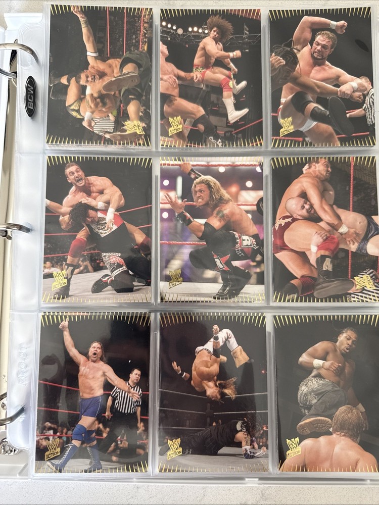 2007 Topps WWE Action Complete Base Set in Binder and Hard Case