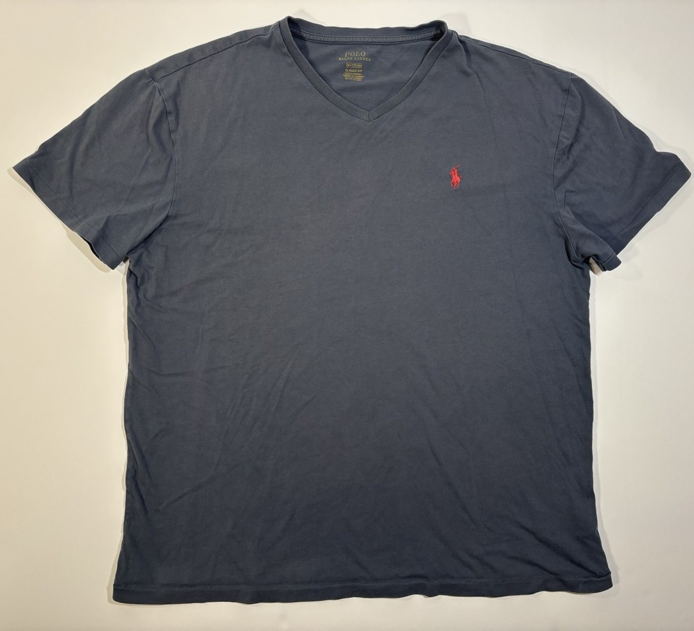 Polo Ralph Lauren Classic Fit T-Shirt Men’s Medium Blue V-Neck Tee Shirt Sleeve