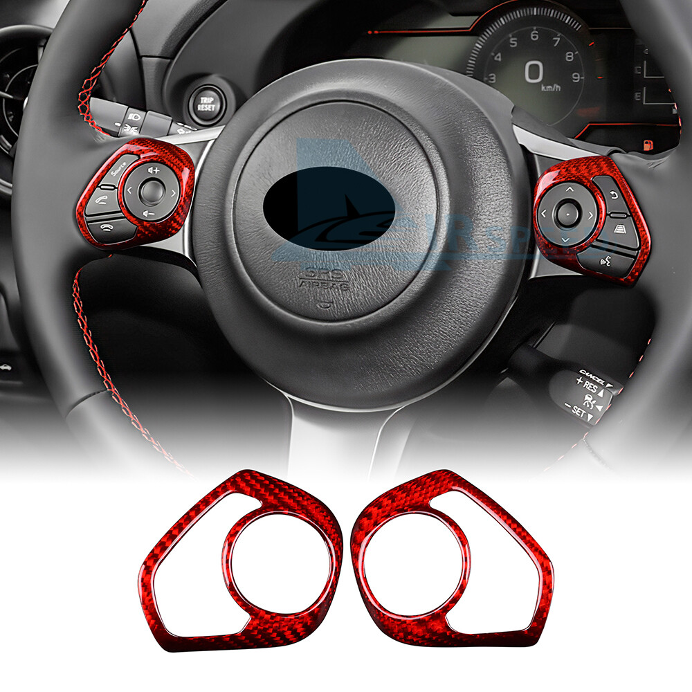 For Toyota 86 Subaru BRZ 17+ Real Hard Carbon Fiber Steering Wheel Button Red