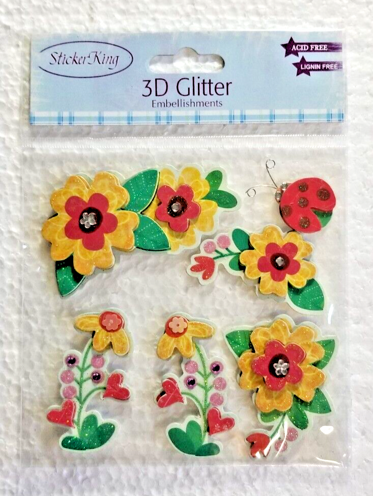 3D Glitter Embellishments Sticker King Acid & Lignin Free Crafts Scrapbooking ++-image