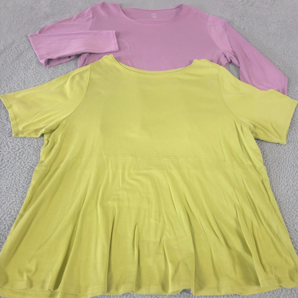 LOT OF 2 J Jill Top Womens 3X Perfect Pima Shirttail Tee Tunic Shirt Casual