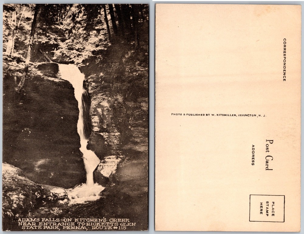 Adams Falls Kitchen Creek Ricketts Glen State Park Pennsylvania Postcard