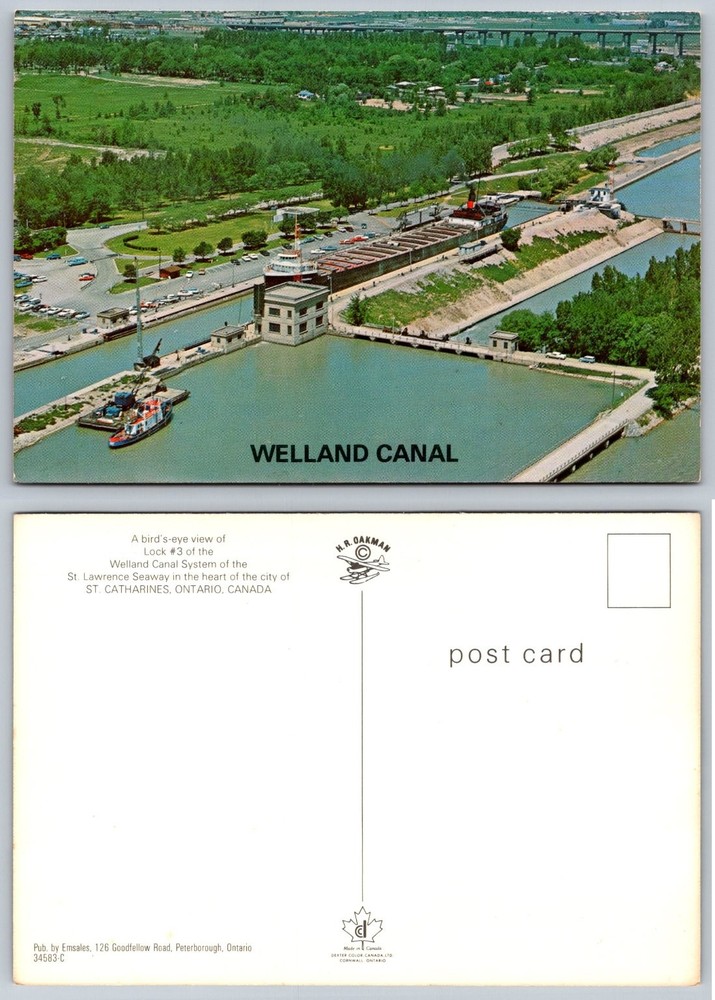 Welland Canal Lock 3 St. Catharines Ontario Canada Aerial View Postcard
