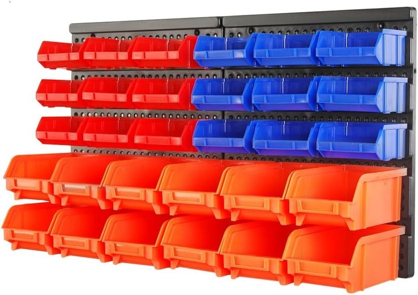 HORUSDY 30PC Wall-Mounted Garage Organizer Bins for Parts & Tools Storage