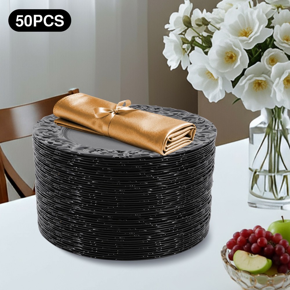 50Pcs Antique Charger Plates, Charger Plates, Decorative Plate for Table Dinner
