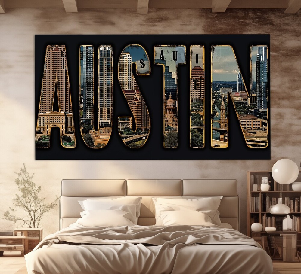 Austin Sign City Art Abstract Painting Unframed Canvas Print Australian Wall Art