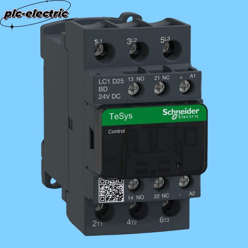 LC1D25BD NEW Schneider 25A, 15HP at 480VAC,3 phase, 3 NO, 24VDC coil