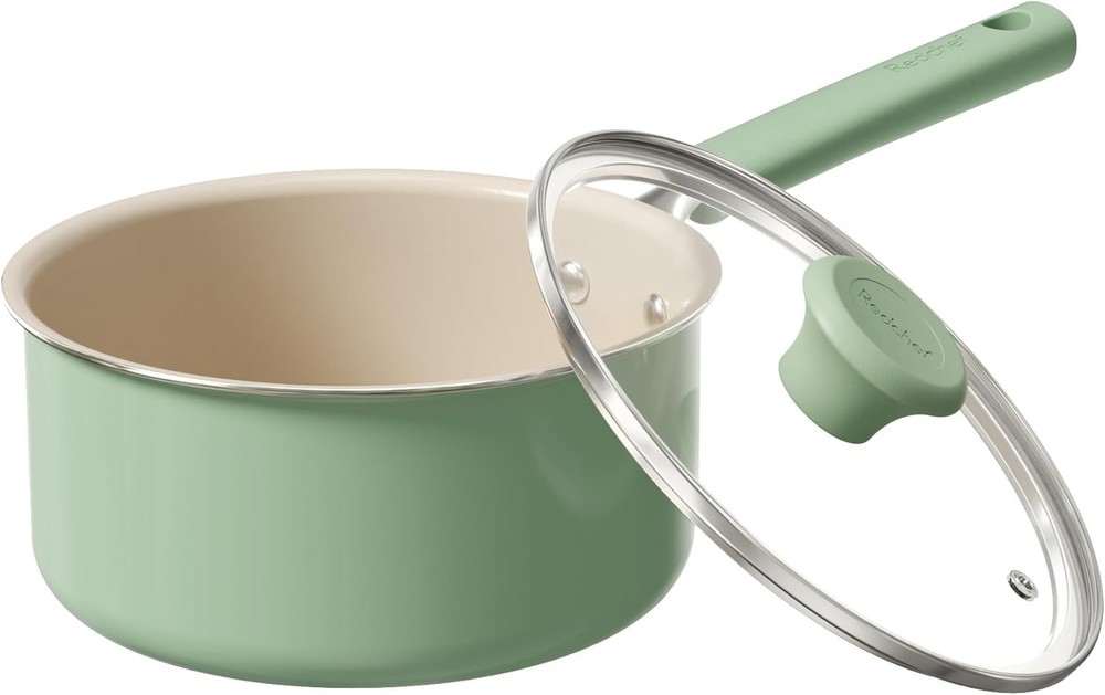 Ceramic Non-Stick 2.5QT Small Cooking Pot with Lid