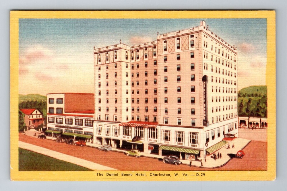 Charleston WV-West Virginia, Daniel Boone Hotel, Advertising, Vintage Postcard