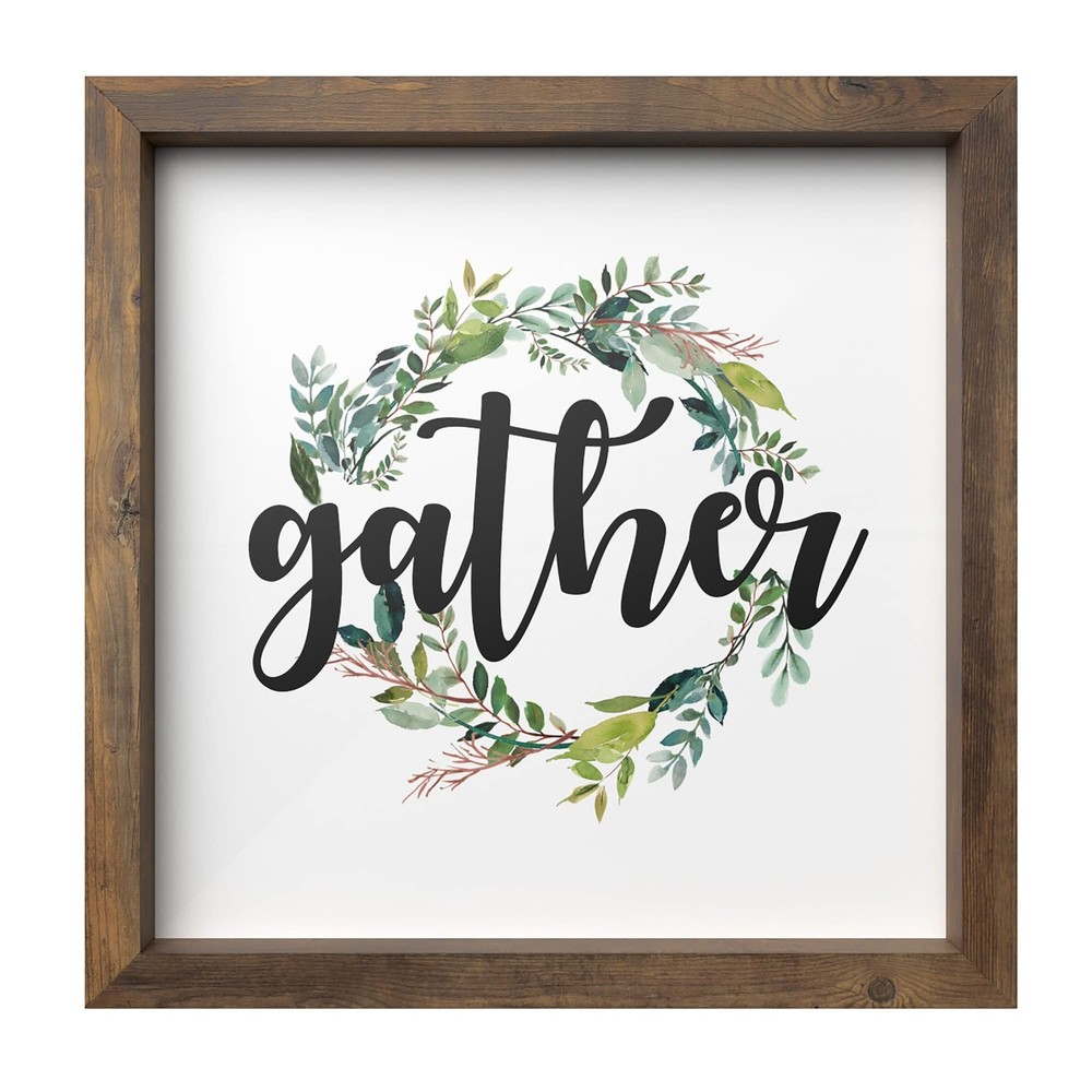 Barnyard Designs Gather Sign Rustic Primitive Country Farmhouse Home Decor Wa...