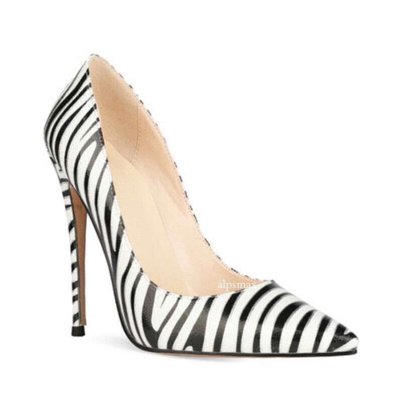 Womens Summer PU Leather Pointed Toe High Heels Pull on Casual Shoes US 5-11.5
