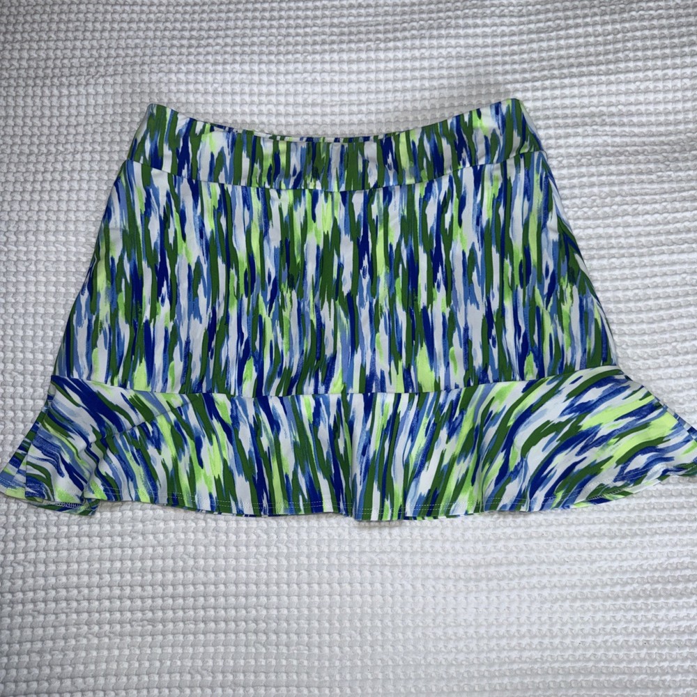 Jude Connally Blue Green White Womens XS Golf Skort Pull On Stretch Colorful EUC