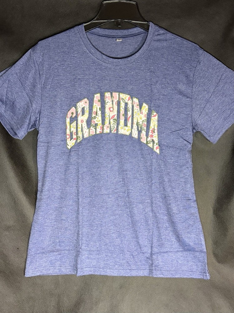 Grandma Graphic Women’s Blue Short Sleeve Crew Neck Cotton Blend Soft T-Shirt
