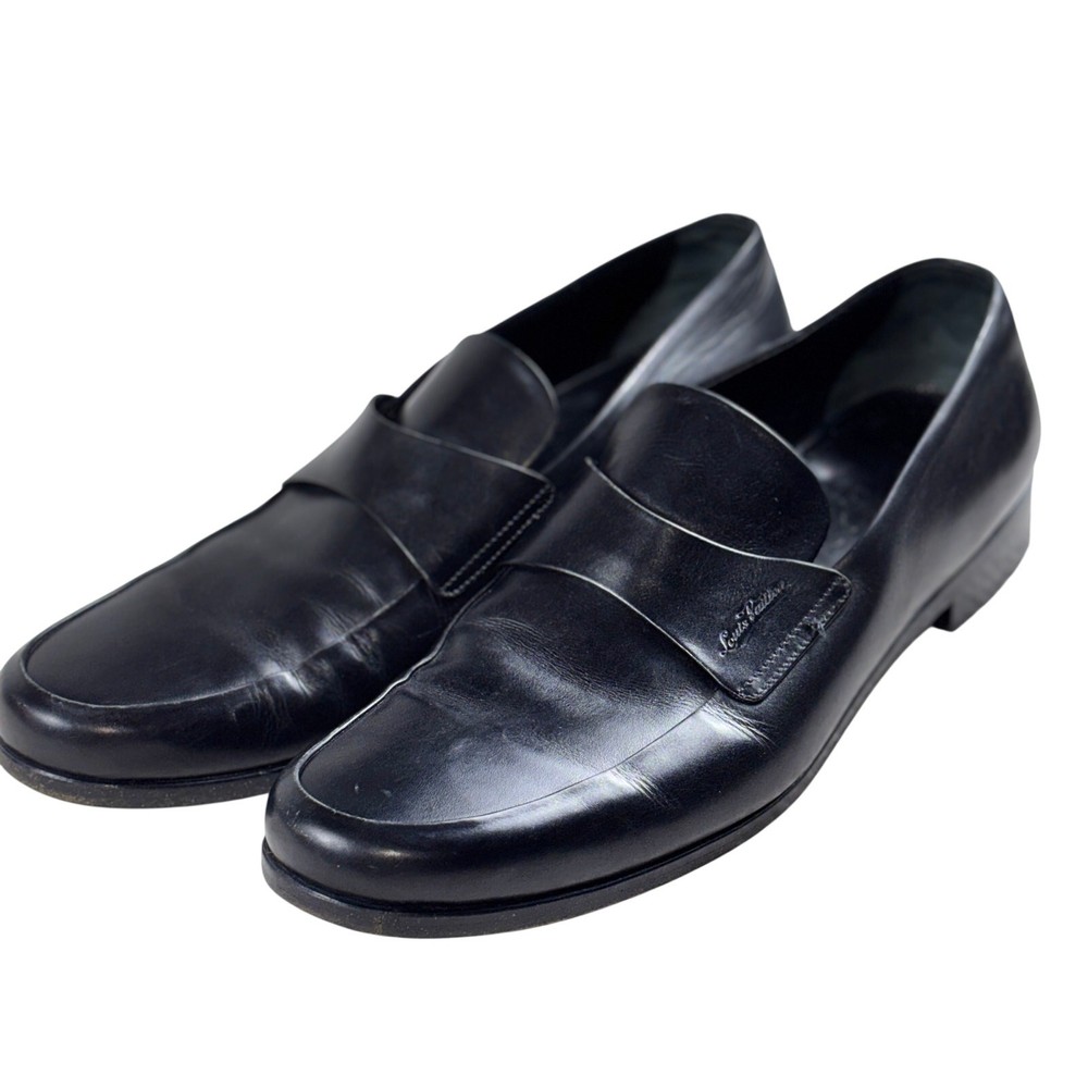 Louis Vuitton Penny Loafer Men 10 Black ST1006 Italy Slip On Leather LV Designer