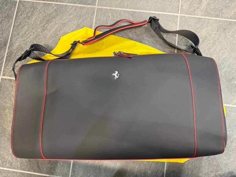 [Unused] Ferrari 488 Spider Leather Boston Bag Travel Bag Black × Red from jp