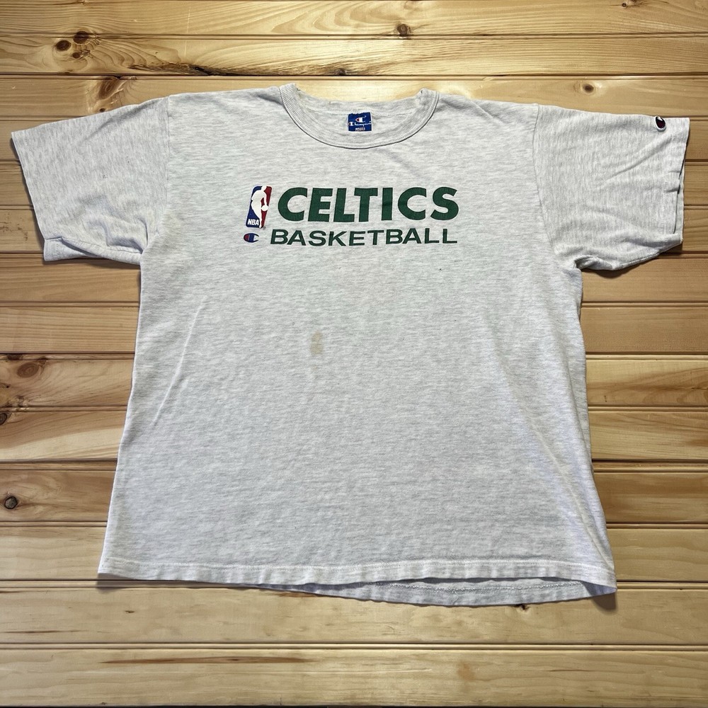 VINTAGE 90s Champion Celtics Basketball Single Stitch T Shirt Large USA Made