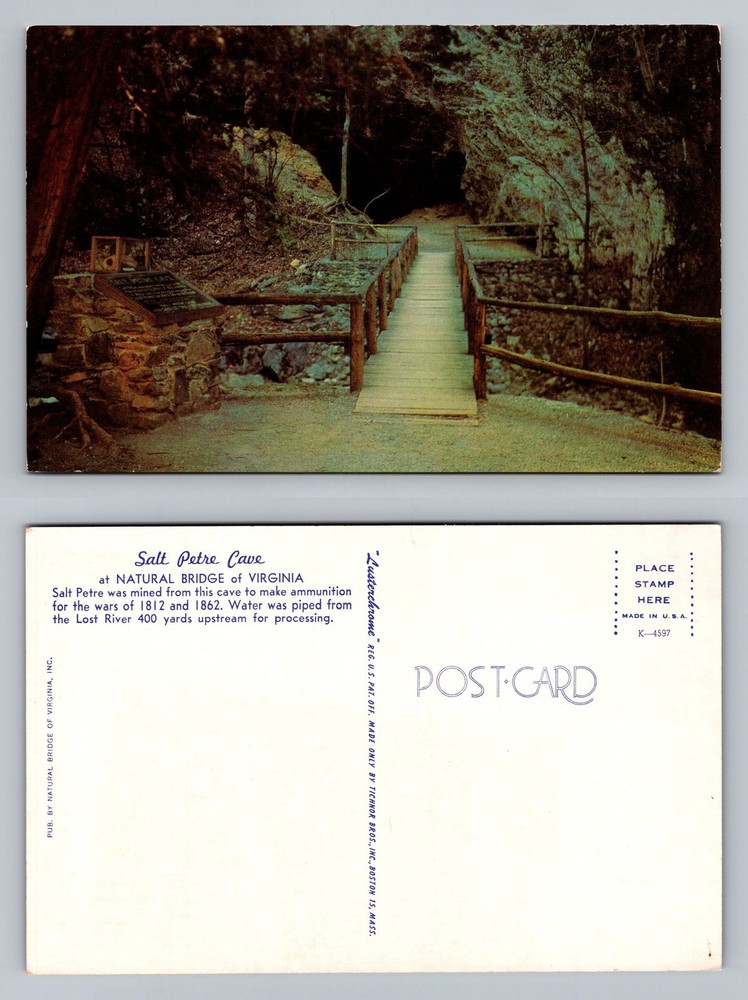 Natural Bridge, VA-Virginia Salt Petre Cave Footbridge Souvenir Vintage Postcard