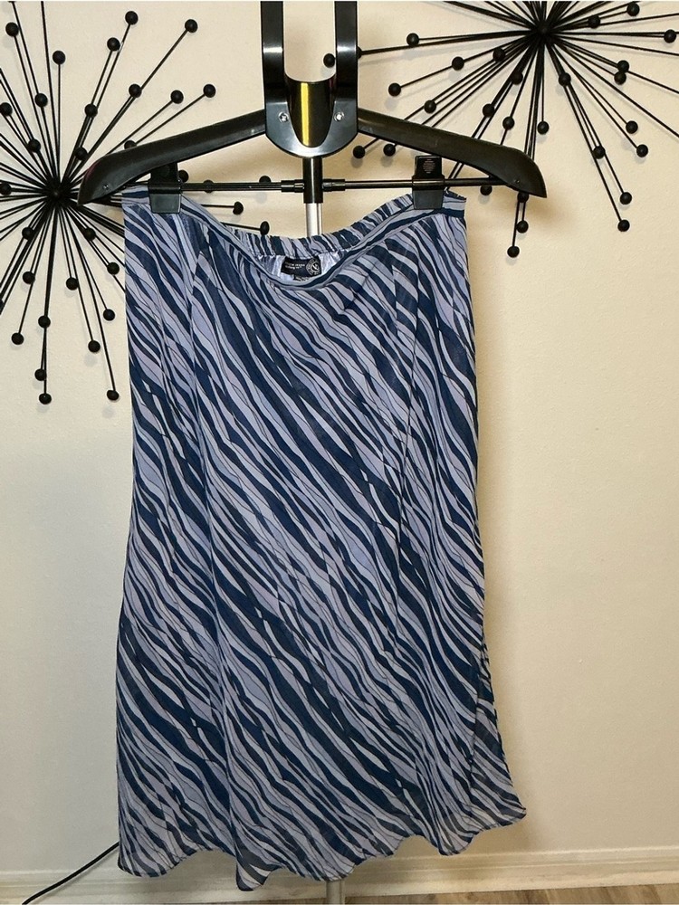 Venezia Jeans Blue Zebra Print Midi Skirt Size 14/16 Y2K